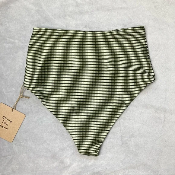 New Stone Fox Swim Senna Bikini Bottoms Sage Grid - Picture 7 of 12